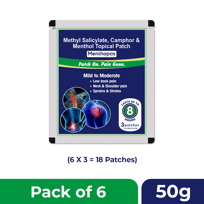 Menthopas - Topical Pain Relief Patches - Pack of 6