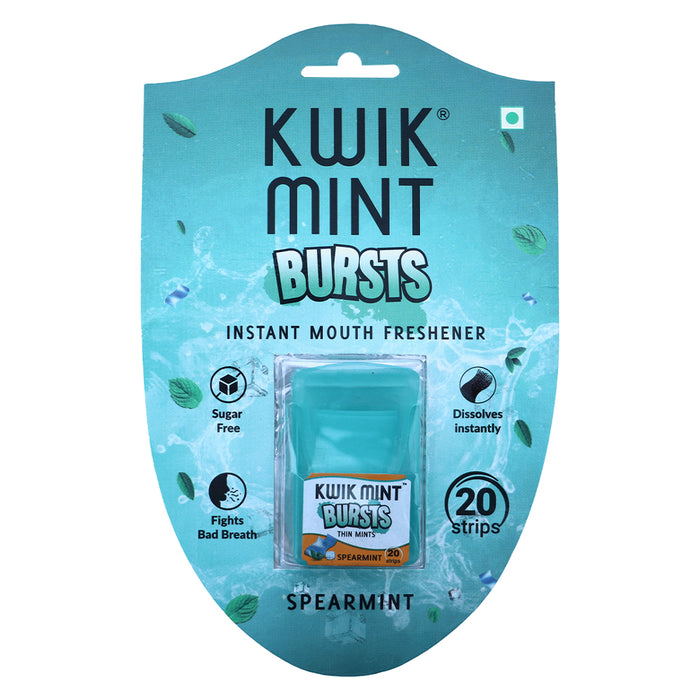 Kwik Mint Burst Cassettes - Spearmint Flavoured Oral Care Strips (Pack of 10)