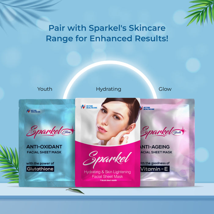 Complete Skincare Set for Hydration, Glow, Youthful Skin & Acne Treatment – Sparkel Facial Sheet Masks (Hydrate, Glow, Youth) + bbold Acne Patch