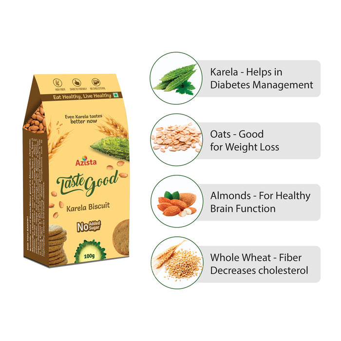 Festive Diabetic Management Combo - Trigotab Pack of 1 & Tastegood Karela Biscuits Pack of 8