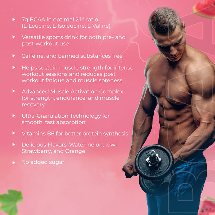 Sport Fit BCAA Supplement – Advanced Muscle Activation with 7g BCAA, 1gm L-Citrulline and 1gm L-Glutamine