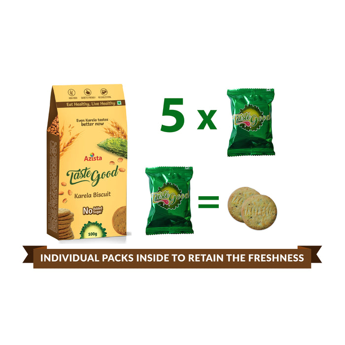 Immunity Delight Combo | Buy Taste Good Karela Biscuits 100gx4 | Spice Sip Tea Pack of 1 Free